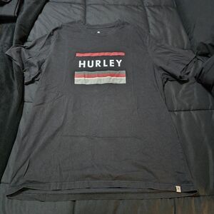 Hurley Charcoal Tee with Red and White Stripes